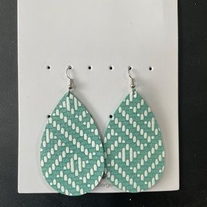 NEW green and white Leather Earrings